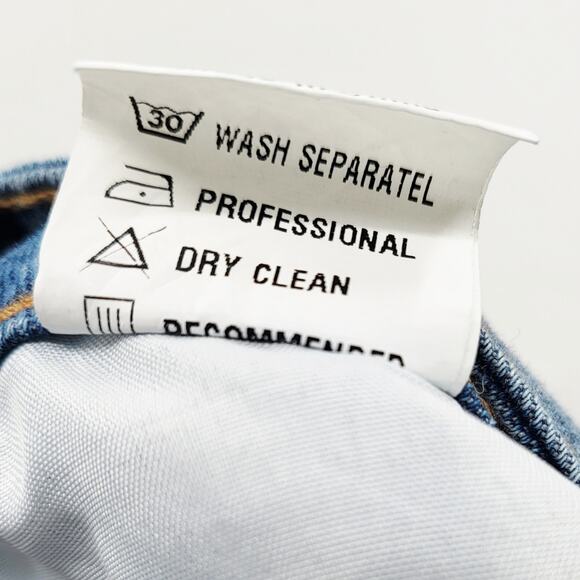 MISSLOOK Blue Asymmetrical Distressed Jeans Button Fly Jogger Style Women's L - Picture 7 of 7